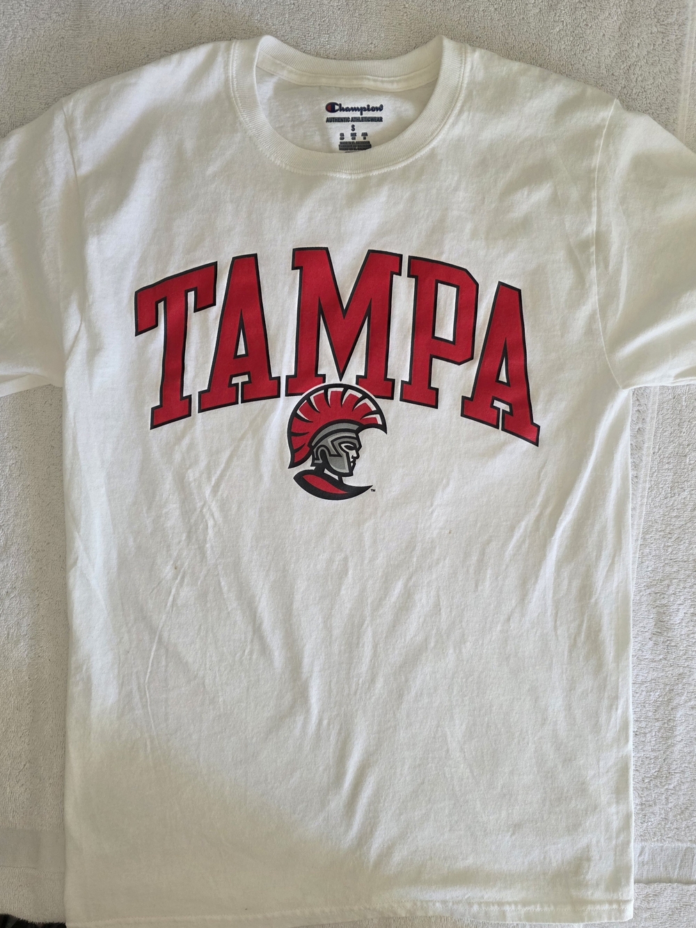 Champion White Short Sleeve Tee with Red Tampa Graphic